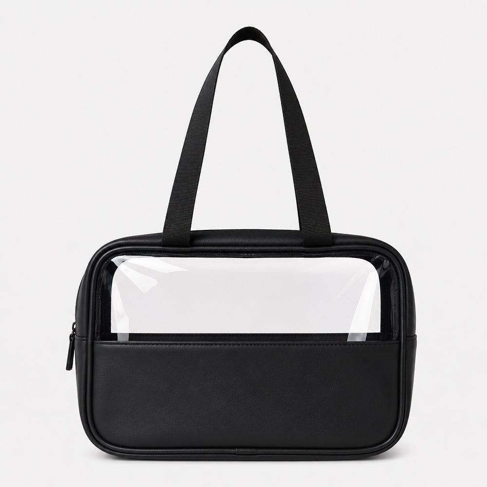 Clear PVC Cosmetic Bags With PU Trim