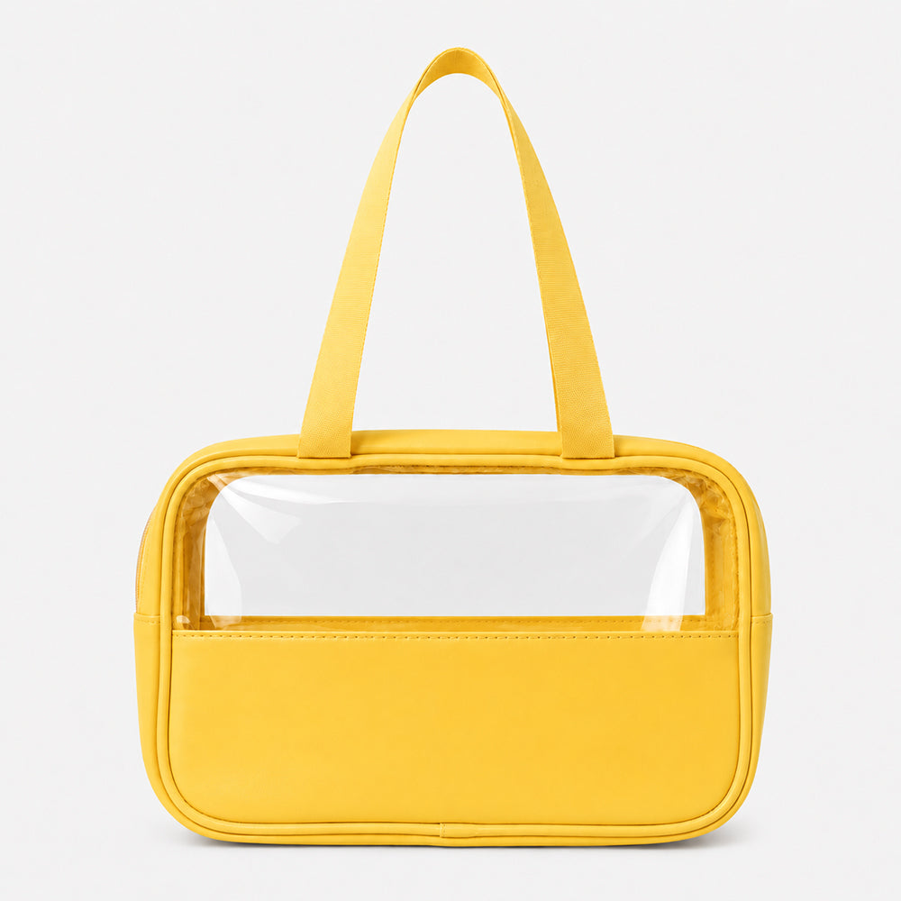 Clear PVC Cosmetic Bags With PU Trim