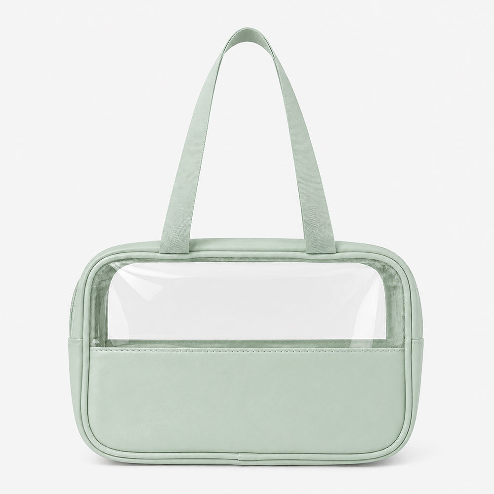 Clear PVC Cosmetic Bags With PU Trim