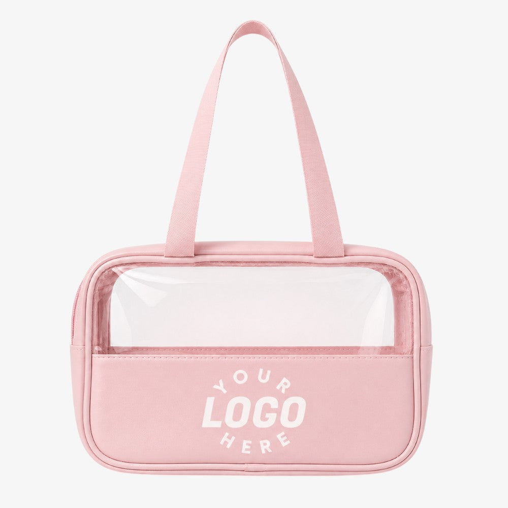 Clear PVC Cosmetic Bags With PU Trim