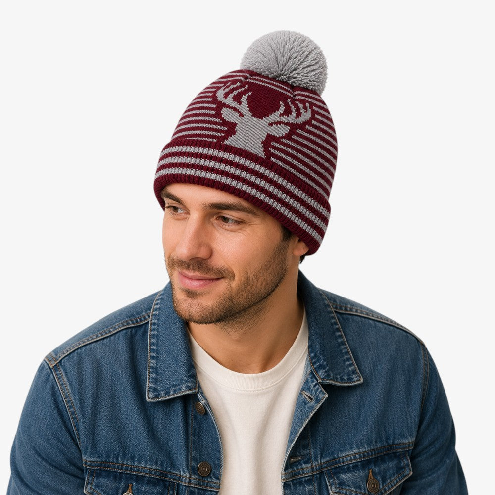 Two-Tone Pom Cuffed Beanies