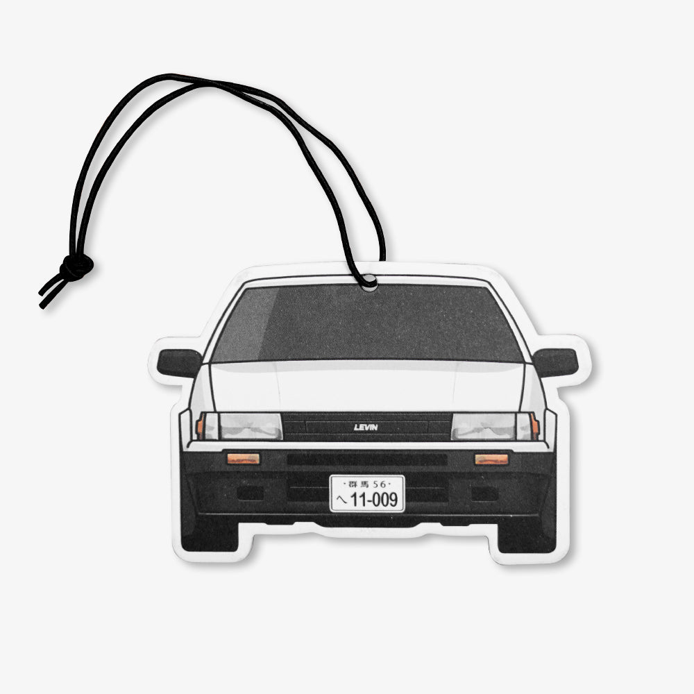 Hanging air freshener, cartoon white and black Toyota Levin car shaped pendant with black hanging cord