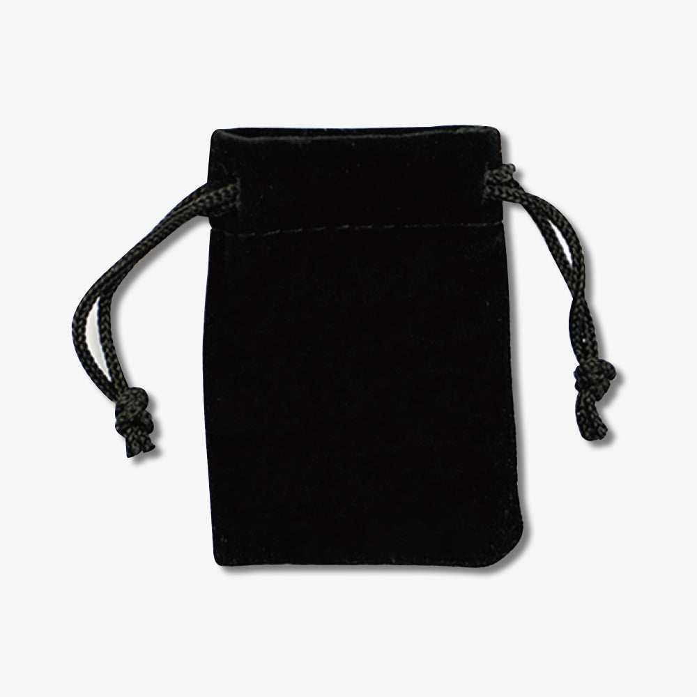 Black velvet drawstring bag, soft small storage pouch with knotted braided pull cords