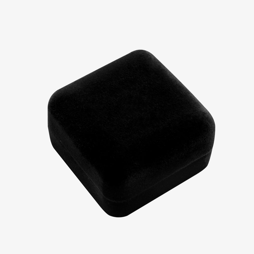 Black soft plush velvet pin box, rounded square lapel pin storage case